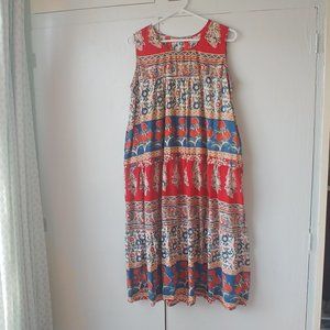 LA CERA Colorful Floral Sleeveless Dress/Muumuu